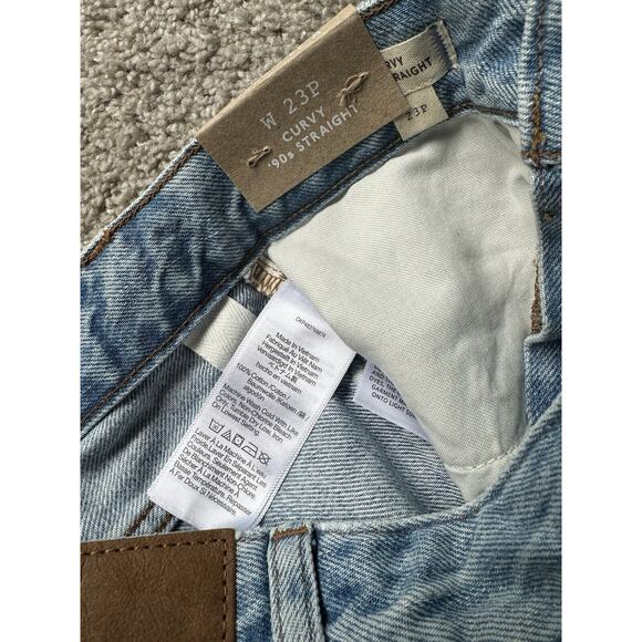 NWD Madewell Petite Curvy 90s Straight Leg Jeans Blue Revoir Wash Ripped Size 23 - Picture 12 of 15